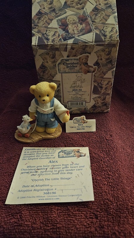 Signed Cherished Teddies Alex, "Cherish The Little Things" Figurine.