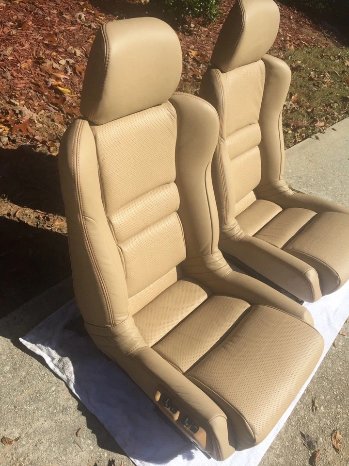 Fundas de asiento de cuero perforado de repuesto hechas a medida Acura NSX roble claro Foto 4 de 4