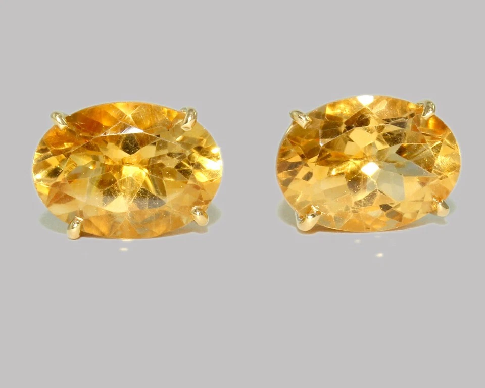 Natural Citrine Gemstone 925 Sterling Silver Gold Plated Men's Cufflins - Image 2 of 4