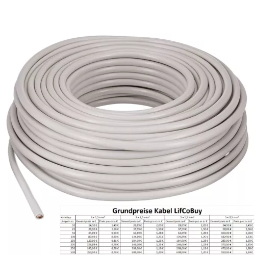 NYM Kabel 3x1,5|3x2,5|5x1,5|5x2,5|5x6Stromkabel, Elektrokabel, Feuchtraumkabel