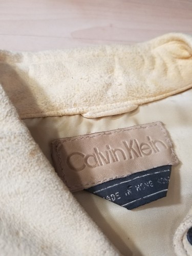 Calvin Klein Vintage Suede Mens Beige Brown Shirt Size Medium Rare! - Picture 5 of 19