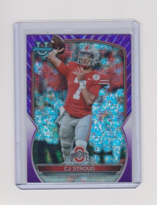2022 CJ Stroud Bowman U Chrome Purple Mini Diamonds refractor #100 315/399