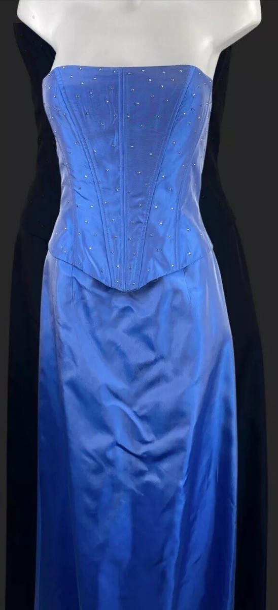 Jessica McClintock 2000 Vintage Y2K Gunne Sax Prom Iridescent Blue