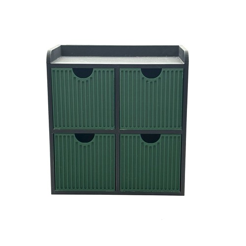 4 Drawer Desk Storage Unit Organiser Office Home Storage Black & Pine Green