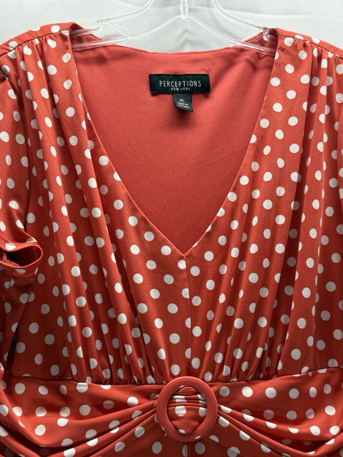 Perceptions Women's Red Polyester Short Sleeve V-… - image 5