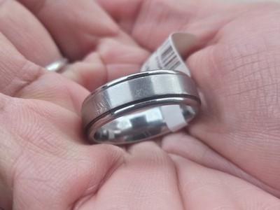 QG Titanium Ring Silver Tone Unisex Finger Band Ring Size New W/ Defect