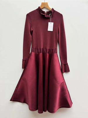 Ted Baker Zadi Frill Neck Knit Bodice Satin Full Skirt Dress