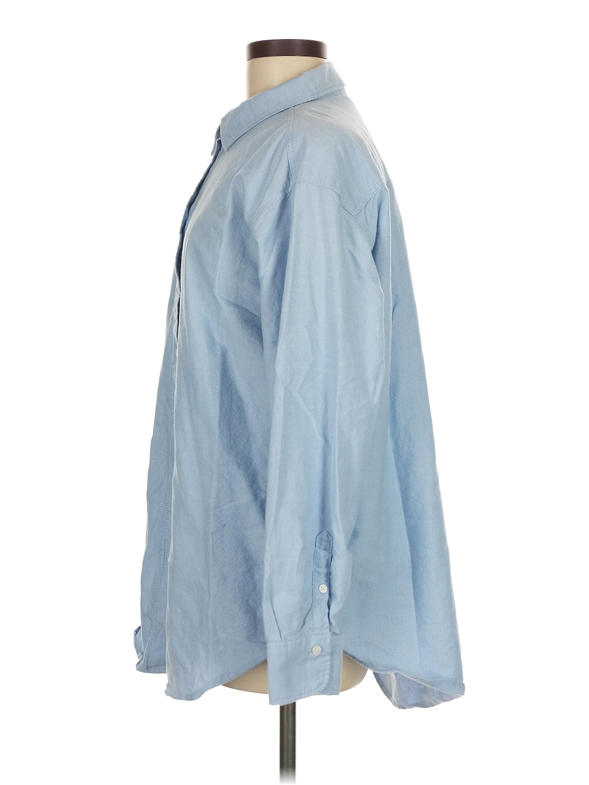 H&M Women Blue Long Sleeve Button-Down Shirt M thumbnail 4