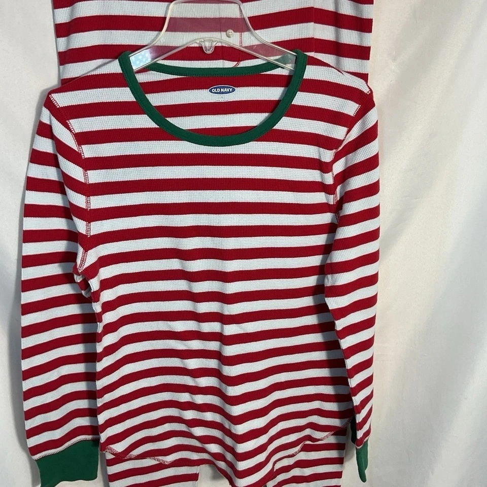 Pijama a Rayas Térmicas Rojo Elfo Navidad Antiguo Azul Marino 2 Piezas Para Mujer XL Top/Pantalón XLT Foto 2 de 4