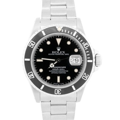 1991 Rolex Submariner Date PATINA BLACK Stainless Steel 40mm Oyster Watch 16610
