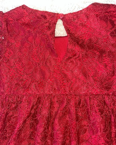 Girls Two Layer Red Lace Dress - Love Cameron Size 5 - Formal Short Sleeve Dress - Picture 6 of 6
