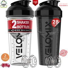 2 Pack 28Oz Protein Shaker Bottles with Wire Whisk Leakproof Shaker Cups for Pro
