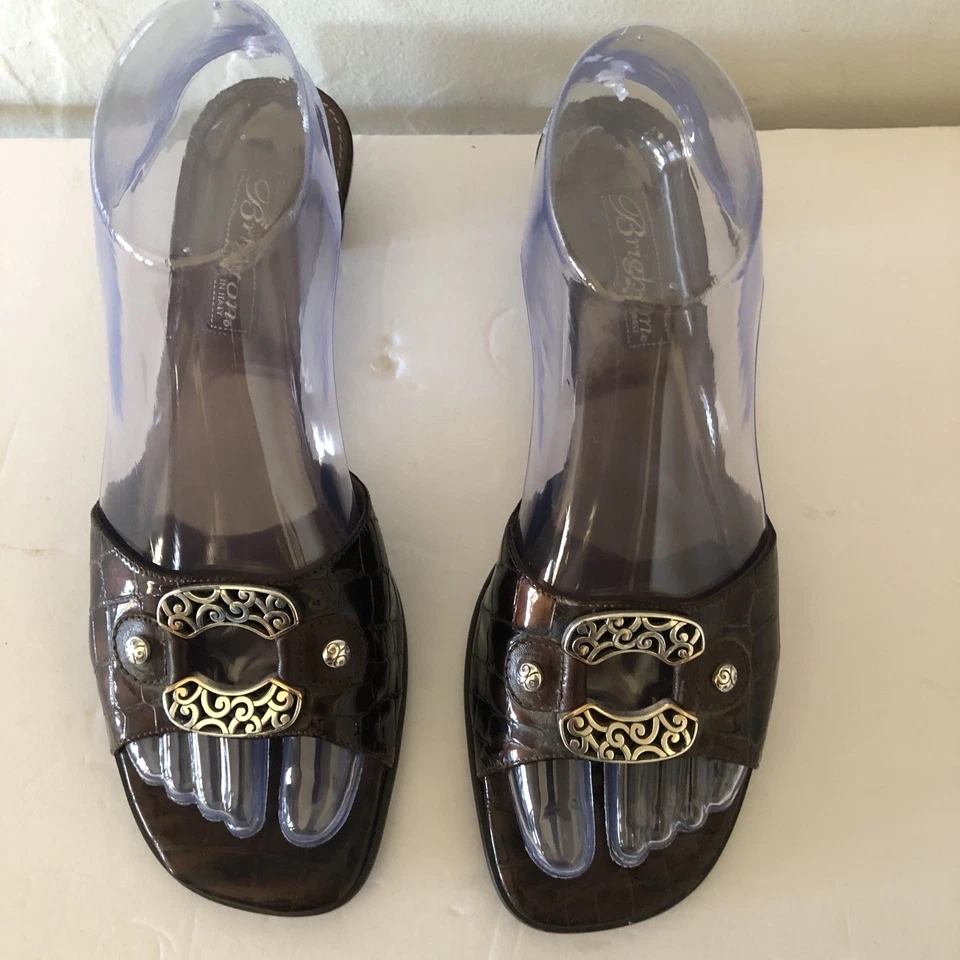 Brighton "Lady" Sandals Low Heel Croc Embossed SZ 8 N - Image 2 of 4