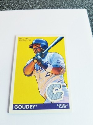 BILL HALL 2009 UPPER DECK GOUDEY JERSEY GAME WORN BREWERS 