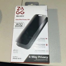 ZAGG iPhone 16 Invisible Shield Elite Privacy 360 Screen Protector iPhone 15 NEW