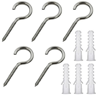 5 Pack 3-1/2 Inch 304 Stainless Steel Screw Hooks 5pcs 3-1/2 Inch, Open Loop