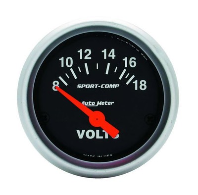 Autometer 3391 Sport-Comp Voltmeter 2-1/16'', 18V, Electric