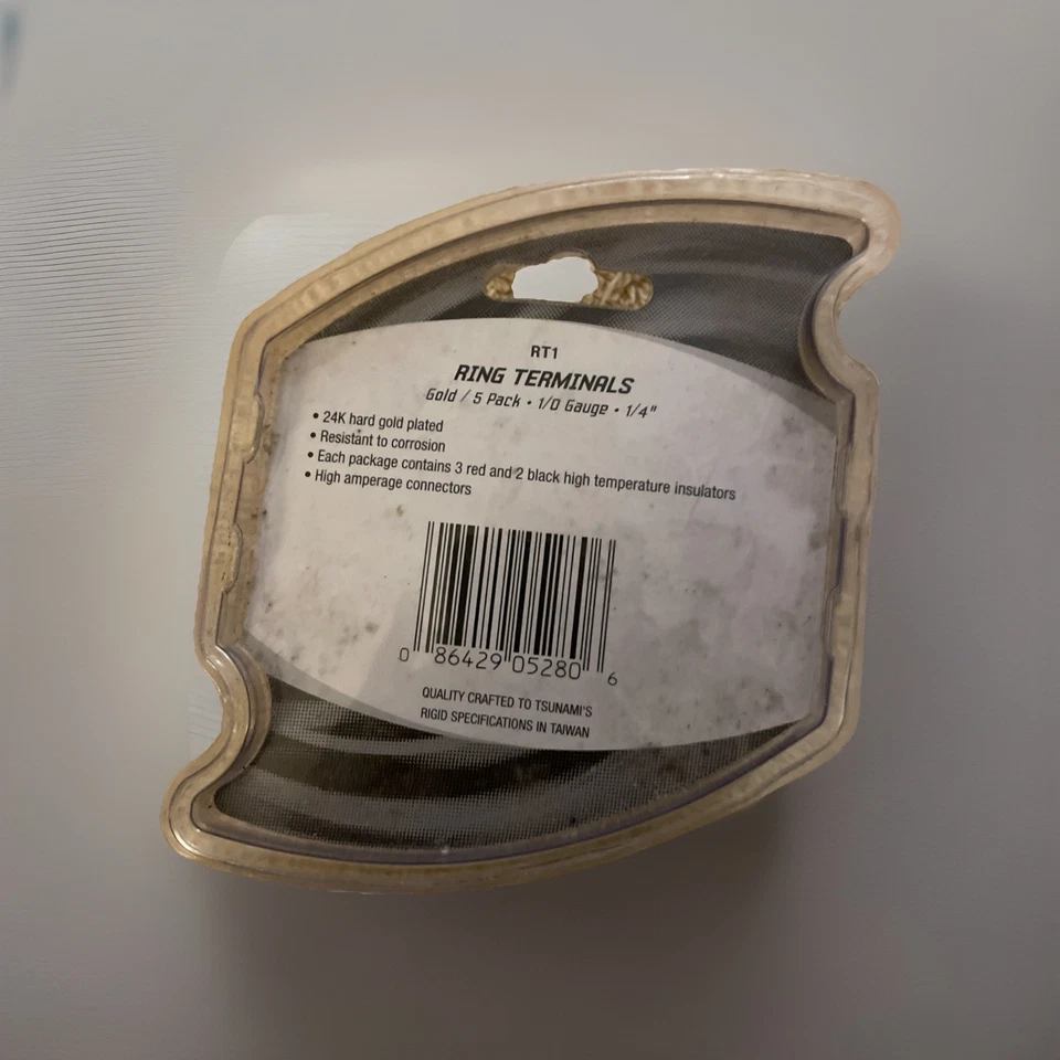 Tsunami RT1 Ring Terminals 5 Pack 24K Hard Gold Plated High Amp Connectors - Image 2 of 2