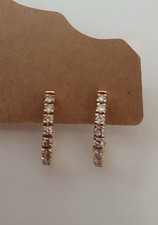 14k  Yellow Gold Diamond J Hoop Earrings EUC