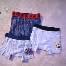 Boys Size 4 Boxer Brief Underwear 3 Pack Graphic Print Spider-Man Minion