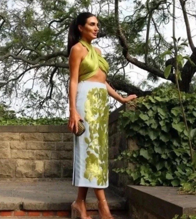 ZARA NWT WOMAN SS24 CONTRASTING SEQUIN SKIRT ZW COLLECTION GREEN Size S 2686/176 image 3