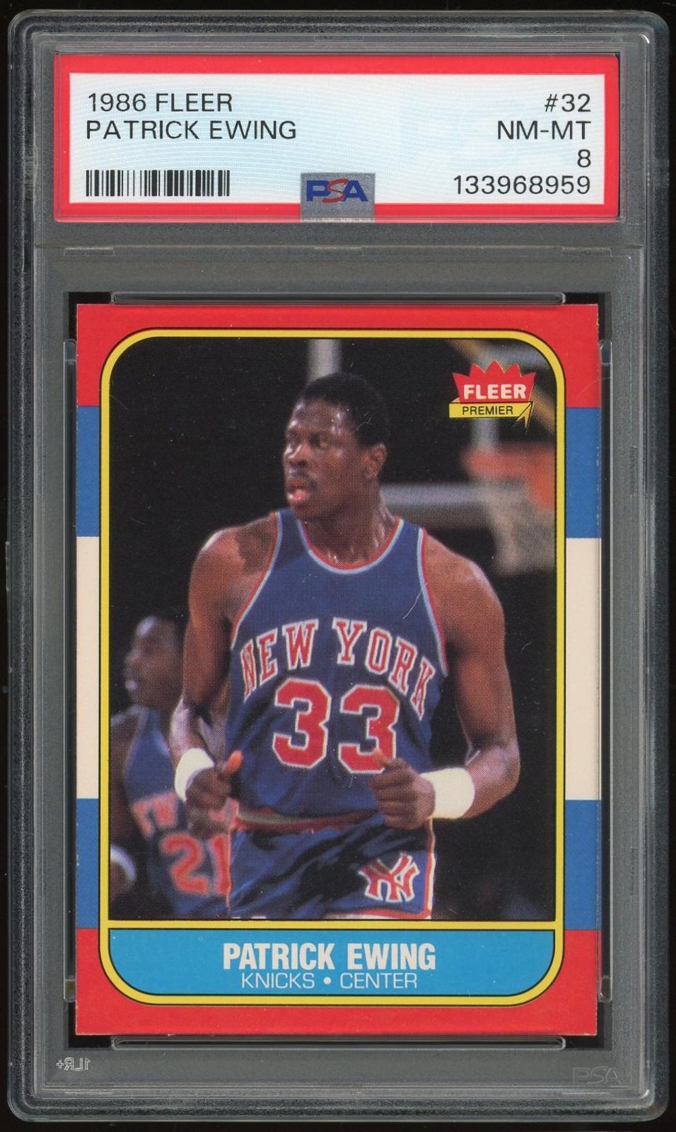1986/87 Fleer #32 Patrick Ewing RC PSA 8 *8959