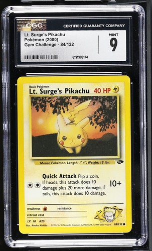 Lt. Surge's Pikachu (Unlimited) graded CGC 9 for sale on eBay