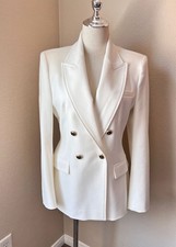 Zara Double-Breasted Textured Blazer with Gold/Black Buttons
