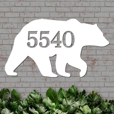 Decorative Bear House Number Sign