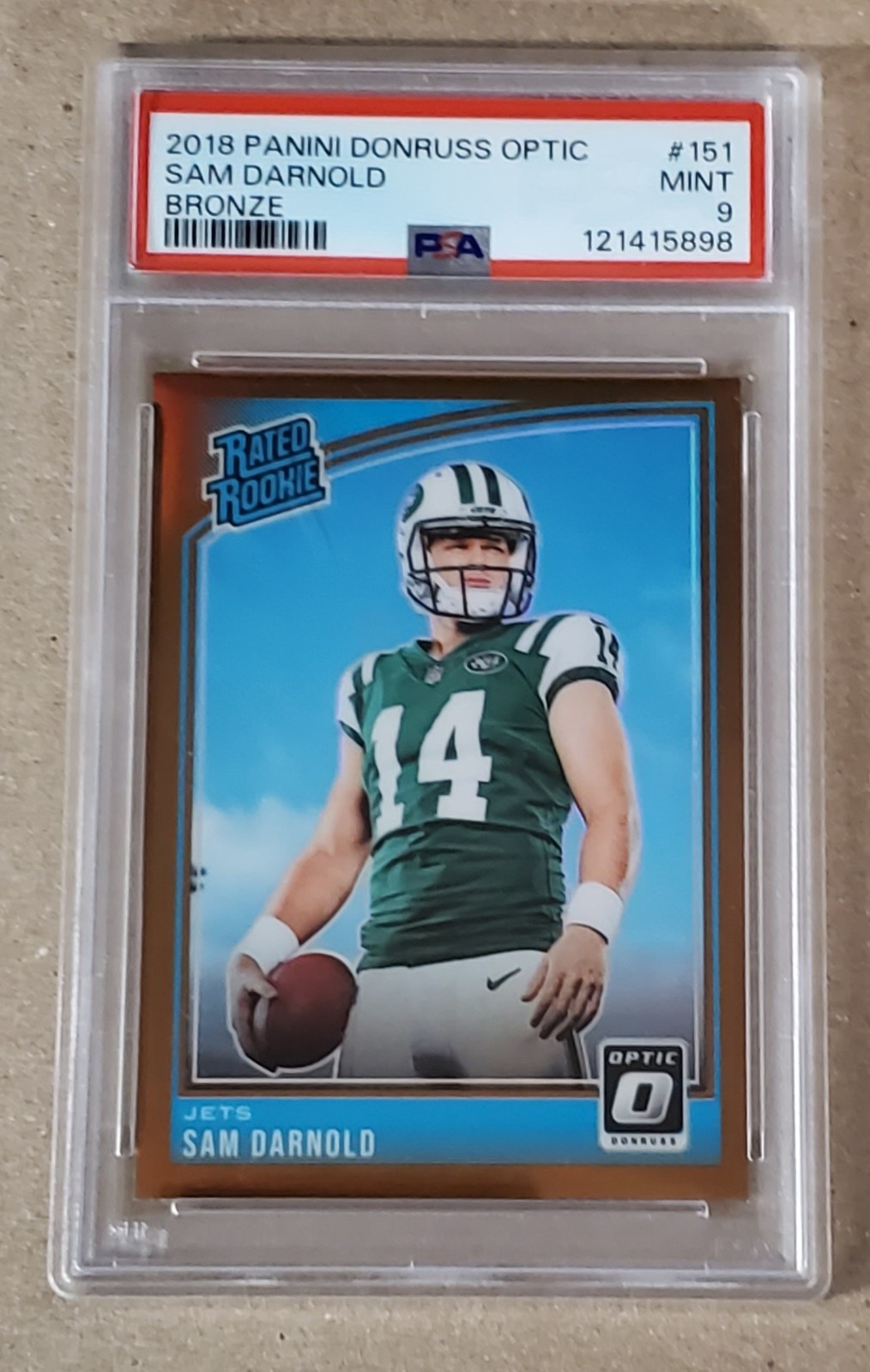 SAM DARNOLD 2018 PANINI DONRUSS OPTIC RATED ROOKIE #151 BRONZE Prizm RC PSA 9 MT