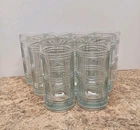 Set of 9 Vintage Anchor Hocking Clear Block Decorative Tumbler Glasses 16oz