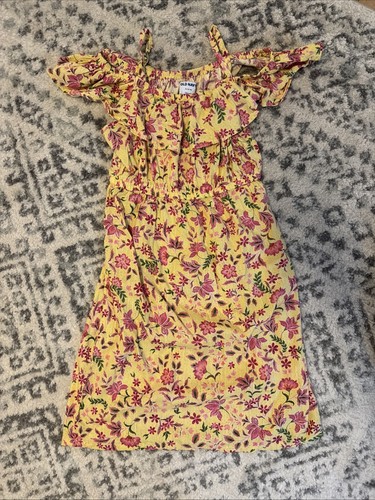 Old Navy Mädchen gelb Blumendruck Schulterfrei Rüschen Kleid Gr. XL (14-16)