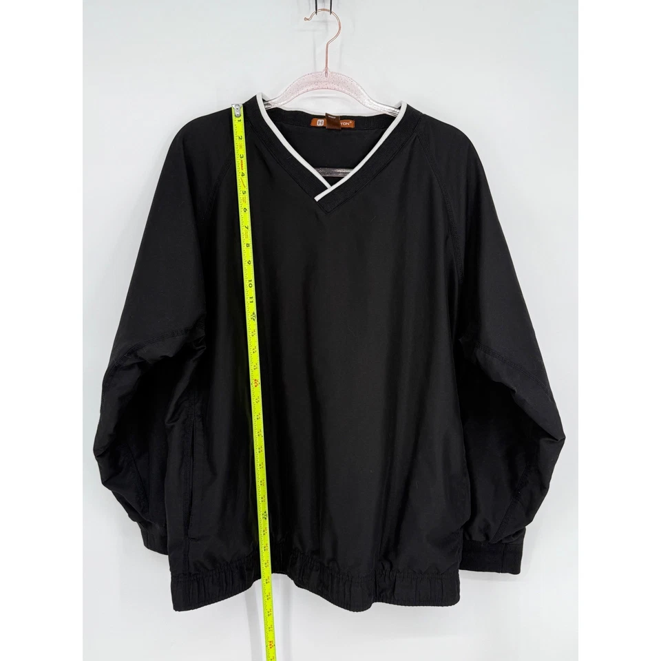Chaqueta Pullover Harriton Para Hombres Talla M Cuello en V Negra Cortavientos Top Ligero Foto 2 de 4
