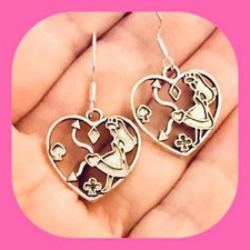 Whimsical Adorable Alice in Wonderland Heart EarringsBeautiful