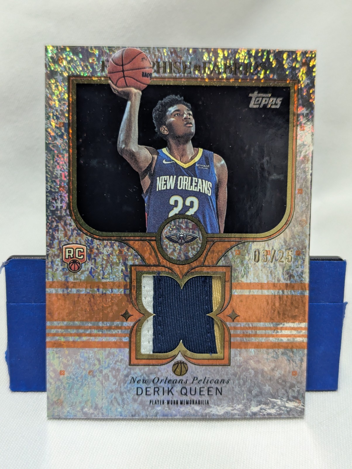2025-26 Topps Derik Queen Franchise Fabrics Orange Holo Foil Patch RC 3 /25