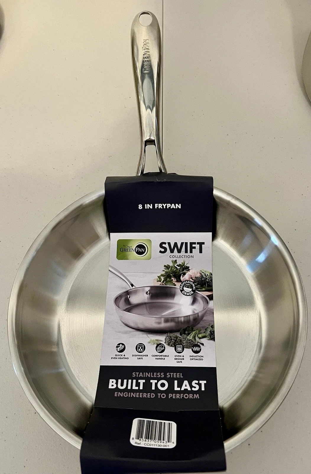 GreenPan Swift 8 Inch Frypan Frying Pan Skillet Stainless Steel Green Pan