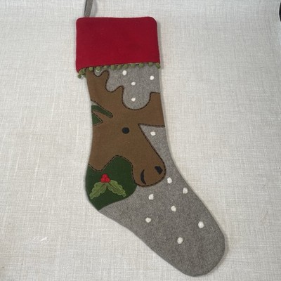 Crate And Barrel Christmas Holiday Moose Stocking