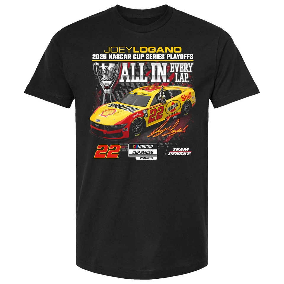 Hombres Bandera A Cuadros Deportes Negro Joey Logano 2025 NASCAR Cup Series Playoffs Foto 2 de 3