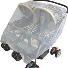 Double Stroller Mosquito Net, Ultra-Fine Mesh, Elastic Closure, Tulle Materia...