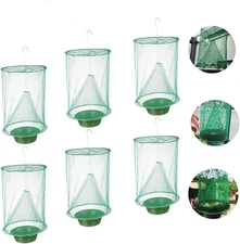 Ranch Hanging Fly Trap with Bait Tray, Foldable Reusable Net Catcher Cage, Easy 