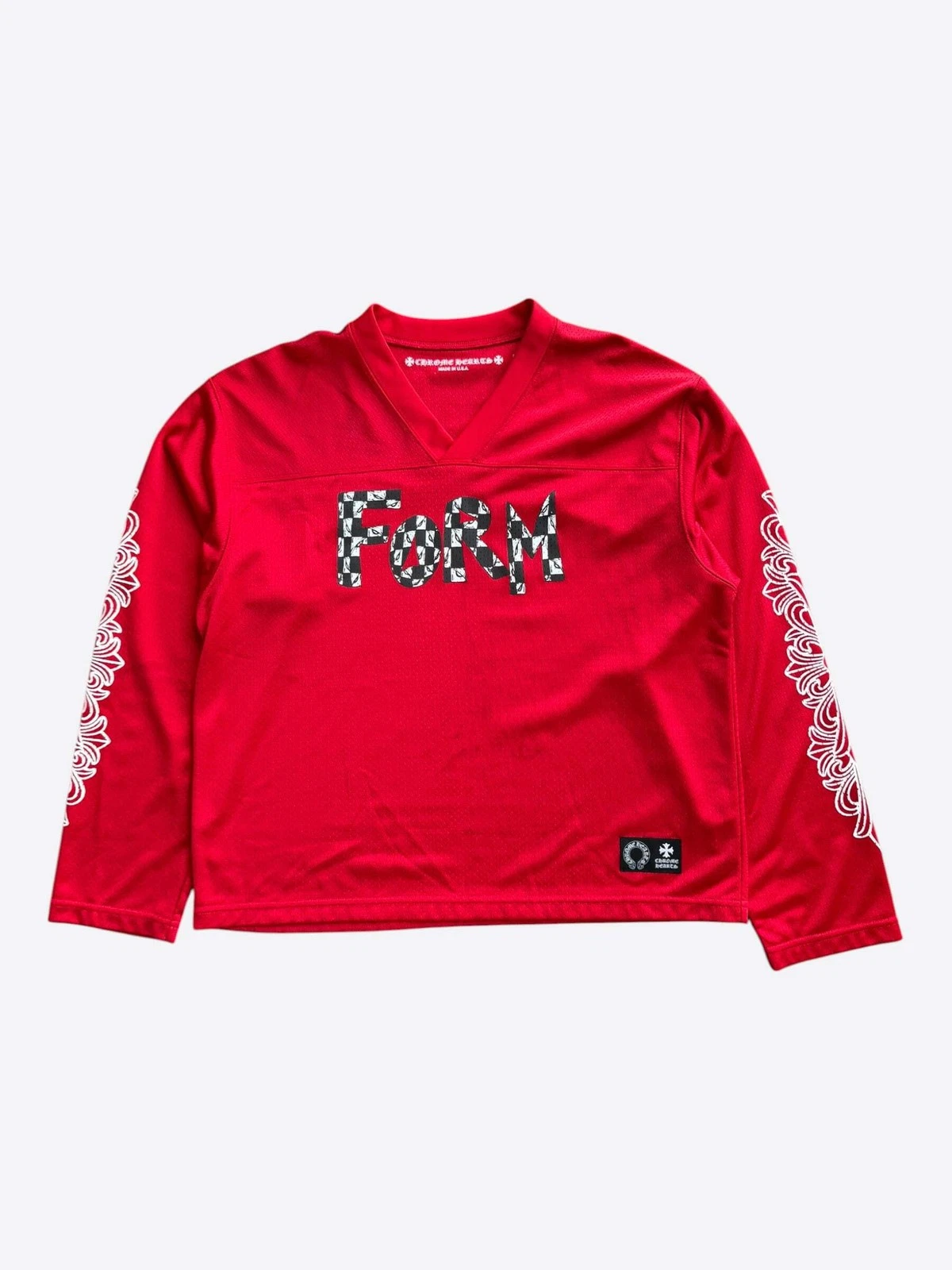 Chrome Hearts Matty Boy Red Form Mesh Jersey Longsleeve T-Shirt