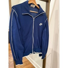 Vintage Nike Track Jacket Blue White Piping B...