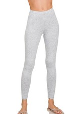 Zenana Premium Cotton Full Length Leggings   Women  s Classic Stretch Gray Leggin