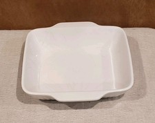 Vintage Mid-Century Modern�White Ironstone Ribbed Rectangular Baker 9" X 8"