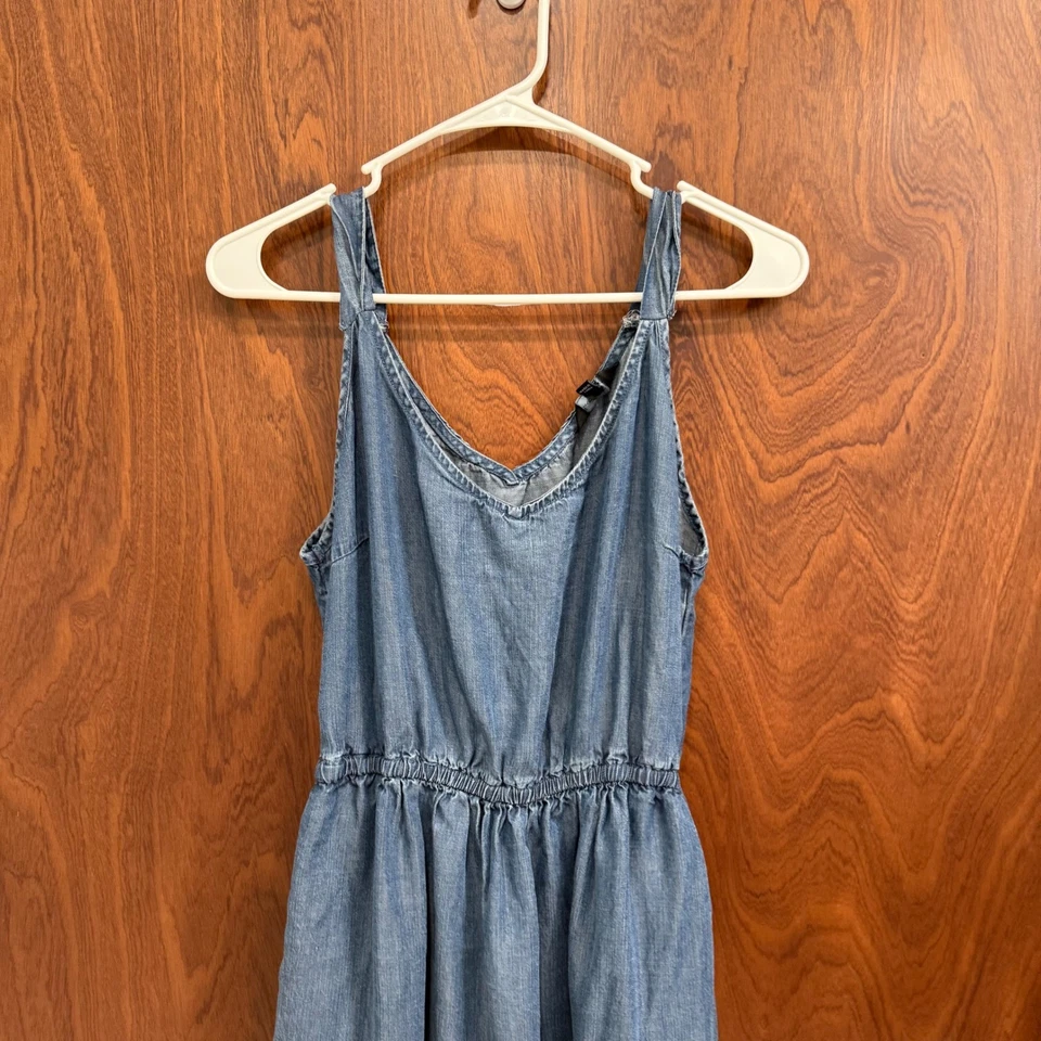 Maxi Vestido Para Mujer Terciopelo Corazón Azul Cambray Sin Mangas en Niveles Foto 3 de 4