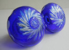 2 DOORKNOBS/SPINDLE COBALT BLUE CUT TO CLEAR DESIGN PRISMAT[C  Fr e e SHIPPING — photo 2