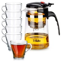 Teekanne Teebereiter Kanne Mit Sieb 7 Stk 680Ml 6X GläSer 250Ml Filter Vilde