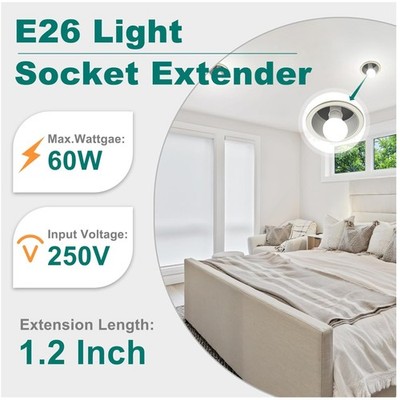 10-Pack E26 Socket Extender, 1.2 Inch, 360° Light Dispersion