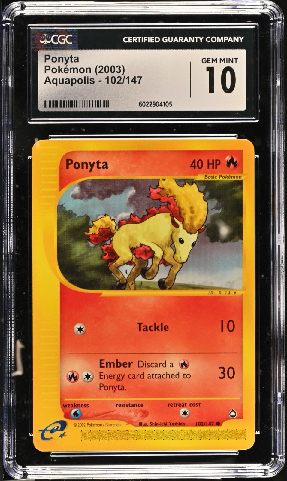 CGC 10 GEM MINT Ponyta 102/147 Aquapolis 2003 WOTC Pokémon
