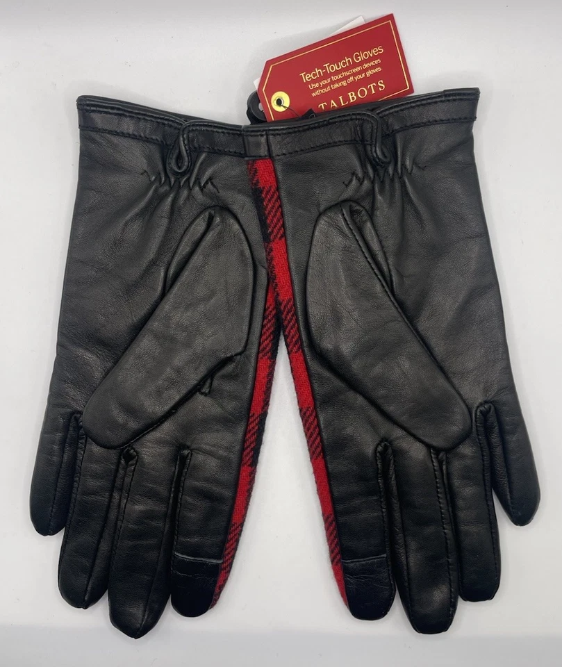 Guantes Talbots Tech-Touch para mujer rojos negros cuadros búfalo talla M nuevos con etiquetas Foto 4 de 4